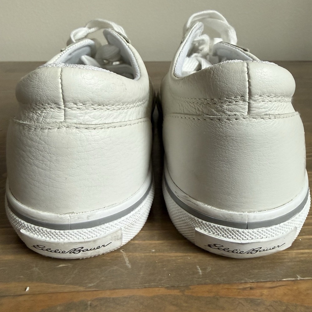 Eddie Bauer Womens 9 White Leather Low Top Lace Up Chatham Comfort Sneakers - Picture 6 of 9